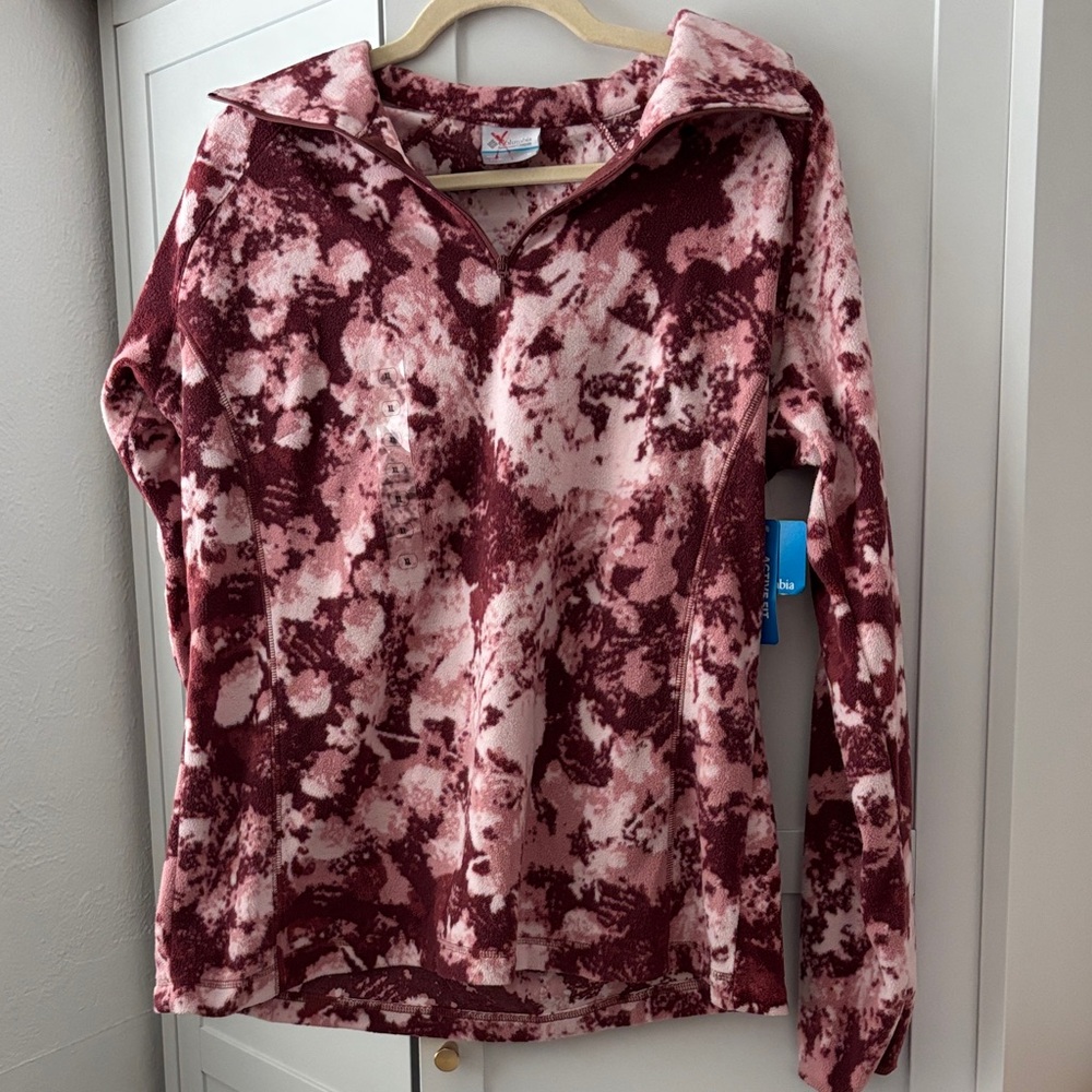 NWT Columbia Pink and Burgundy Patterned Half-Zip Pullover